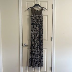 Black/gold full length evening gown.